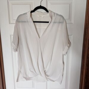 Mod Ref Cream Draped V-Neck Blouse